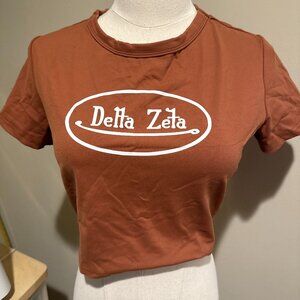 Sorority Delta Zeta short sleeve Crop top Brown Adult Medium